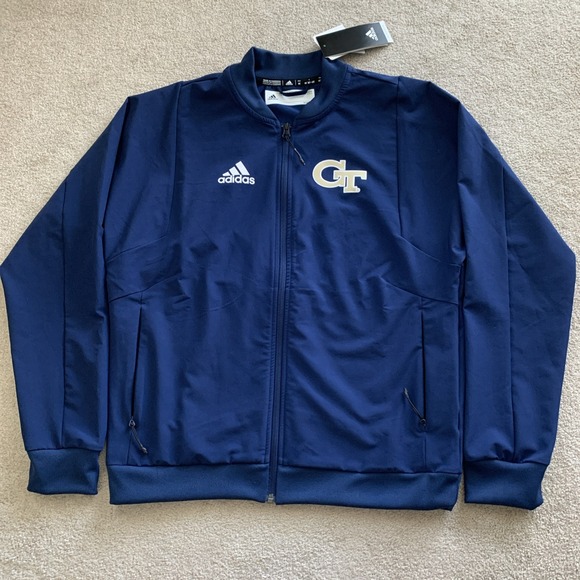 NWT Georgia Tech x Adidas Team Issue Woven Jacket Full Zip Womens Sz MT Blue - Picture 1 of 8